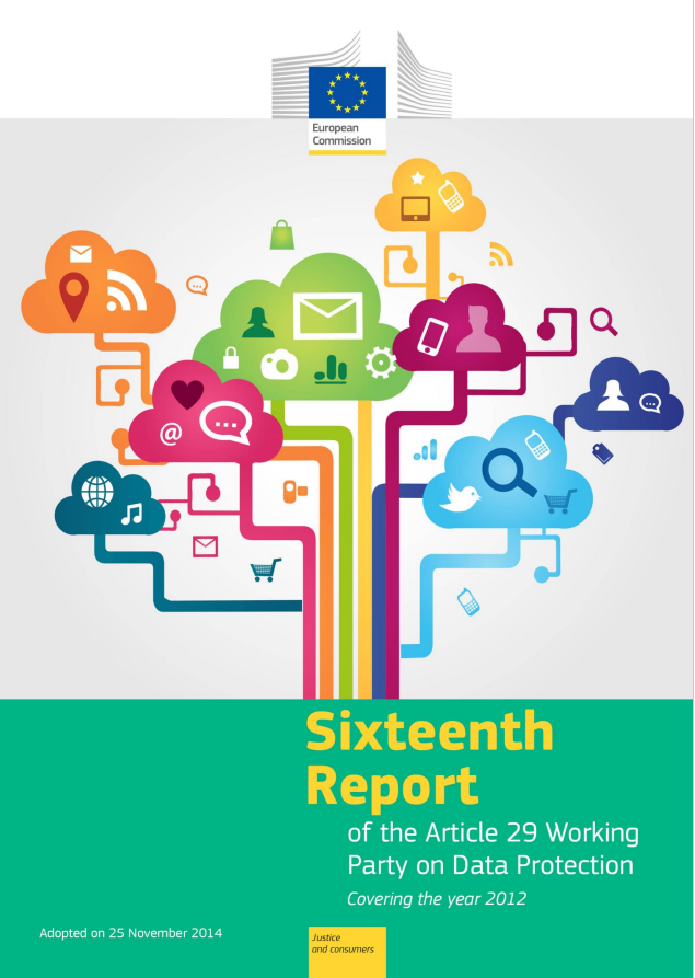 Cover of Sixteenth Report of the Article 29 Working Party, the penultimate issued by this EU body.